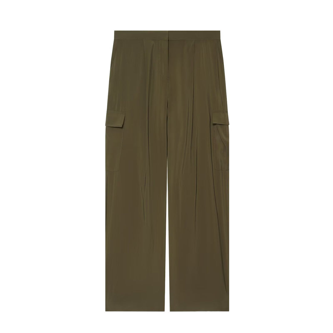 Damen Zweiteiliges Ensemble aus plissiertem Cropped-Blouson mit Stehkragen und weiter Cargo-Hose Echo Archiv