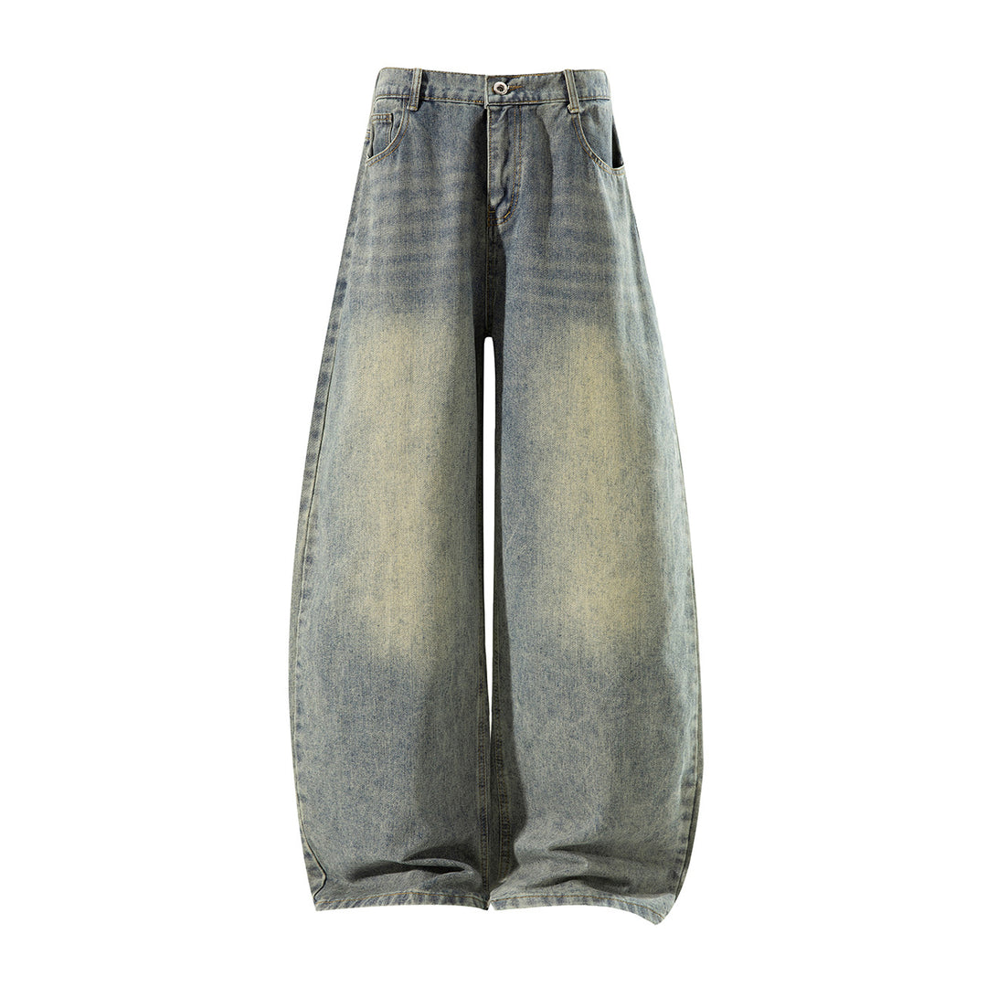 Damen Weite High‑Waist Baggy‑Jeans mit Ballon‑Silhouette und Used‑Waschung Echoarchiv
