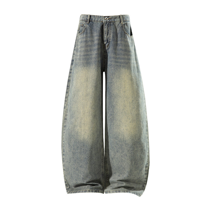 Damen Weite High‑Waist Baggy‑Jeans mit Ballon‑Silhouette und Used‑Waschung Echoarchiv