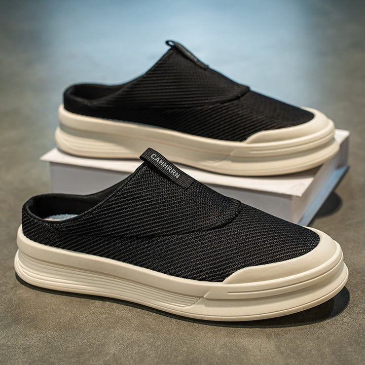 Herren Backless Slip‑On Sneaker mit atmungsaktivem Strickoberteil und dicker EVA‑Plateausohle Echoarchiv