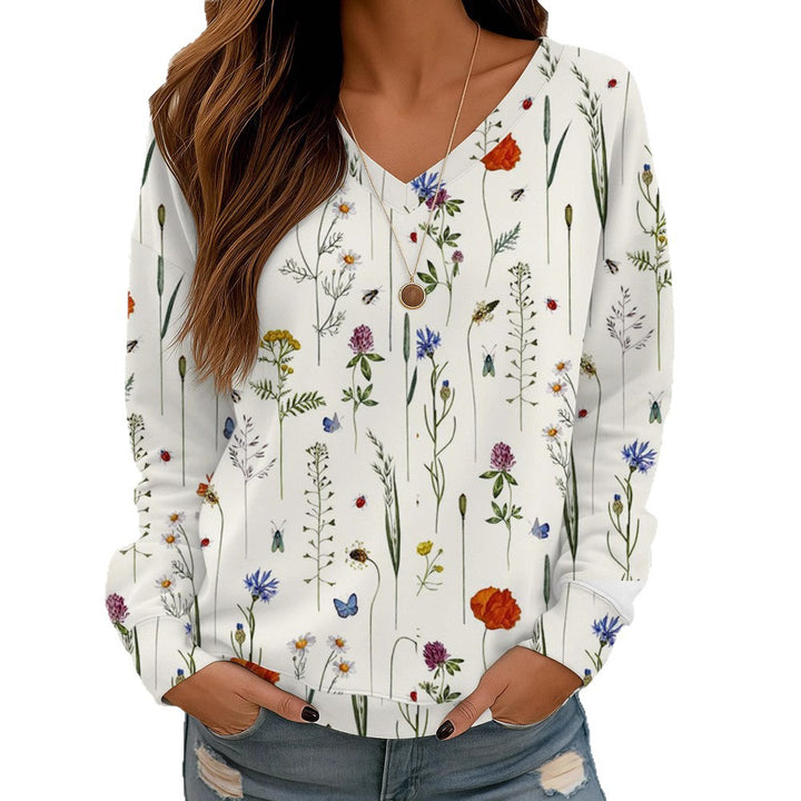 Damen Boho-Mandala V-Ausschnitt Oversize Sweatshirt mit weichem Sweatstoff – Avérine