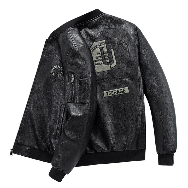 Herren Modische Kunstleder-Bomberjacke mit Taschen Echo Archiv