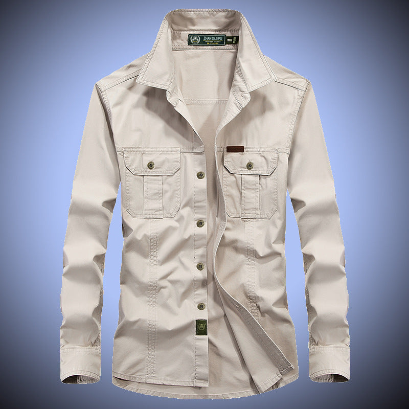 Herren Canvas-Overshirt mit Brustklappen und robustem Baumwollmix – Taviero