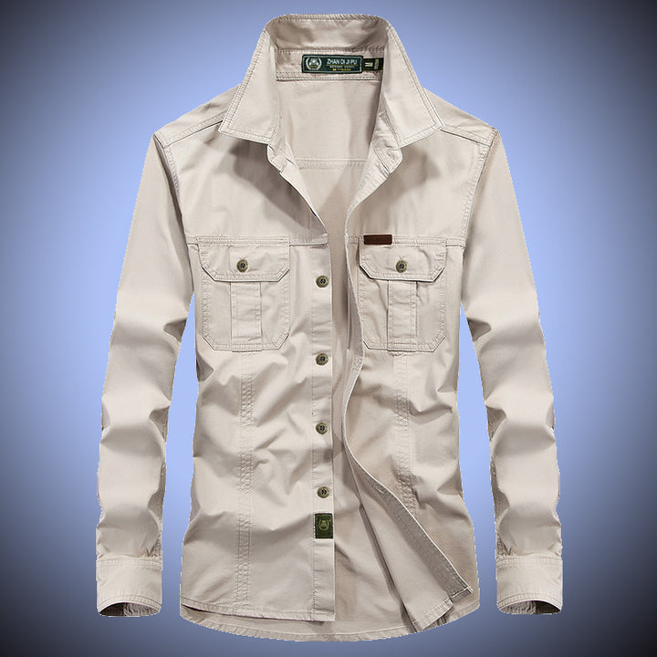 Herren Canvas-Overshirt mit Brustklappen und robustem Baumwollmix – Taviero