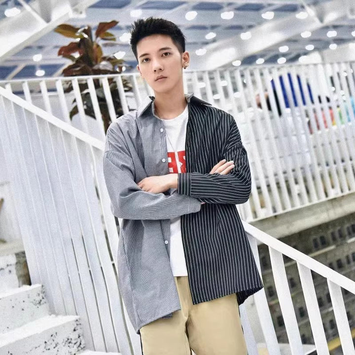 Herren Trendy Hemd mit asymmetrischem Design und urbanem Chic Echoarchiv