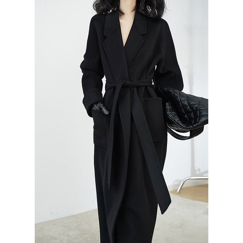Damen Eleganter Wickelmantel mit Taillengürtel Echoarchiv
