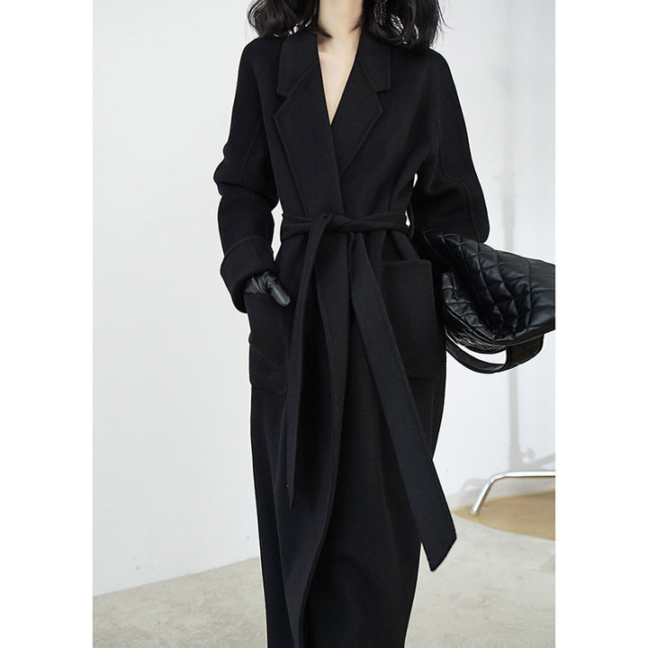 Damen Eleganter Wickelmantel mit Taillengürtel Echoarchiv