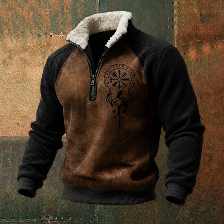 Herren Urbaner Fleece Pullover mit Baum-Motiv Echoarchiv