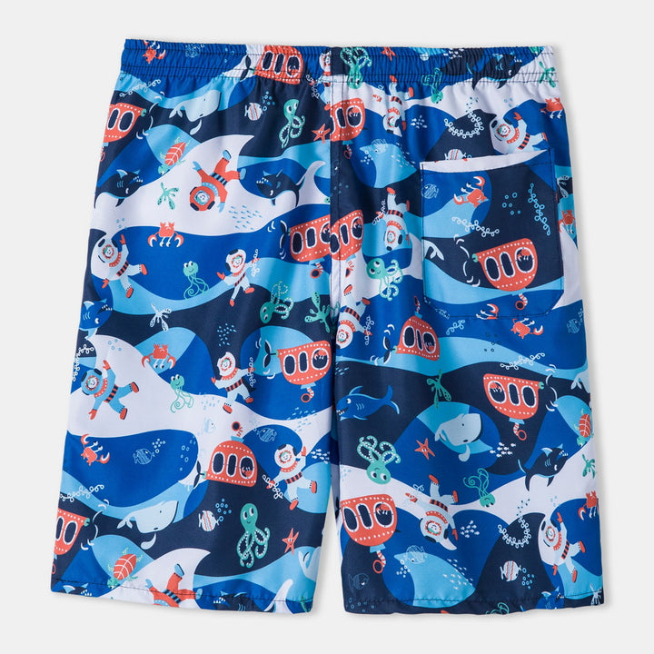 Herren Badeshorts mit tropischem Design und elastischem Bund Echoarchiv