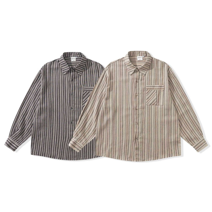 Herren Lockeres Overshirt-Hemd mit gestreifter Webstruktur, Brusttasche und legerem Schnitt Echoarchiv
