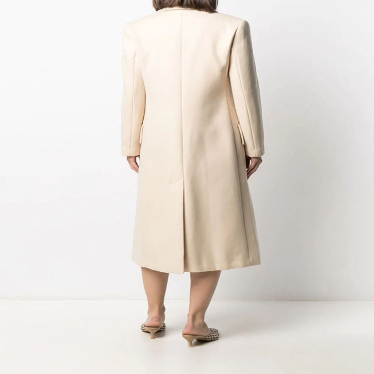 Damen Midilanger Tailoring-Mantel aus Wollmix mit schmalem Revers und kaschierendem Fall Echoarchiv
