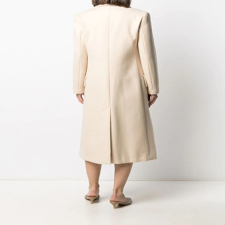 Damen Midilanger Tailoring-Mantel aus Wollmix mit schmalem Revers und kaschierendem Fall Echoarchiv
