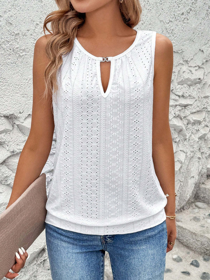 Damen luftiges Tanktop mit dekorativem Ausschnitt und feiner Struktur Echo Archiv