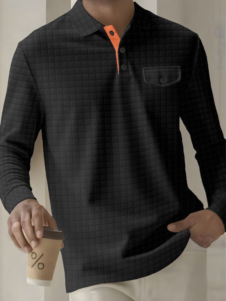 Herren Langarm Poloshirt mit strukturiertem Design Echoarchiv