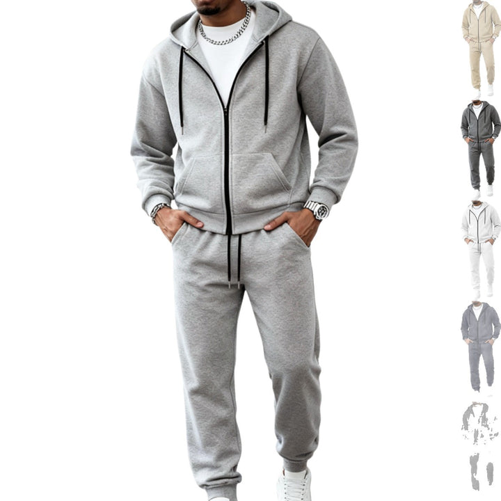 Herren zweiteiliges Jogginganzug-Set mit durchgehendem Reißverschluss Kapuzenjacke und taillierter Jogginghose – Marzano