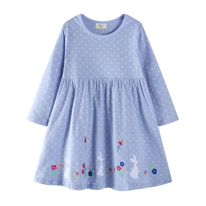 Mädchen Baumwollkleid mit niedlichem Hasenmotiv Echo Archiv