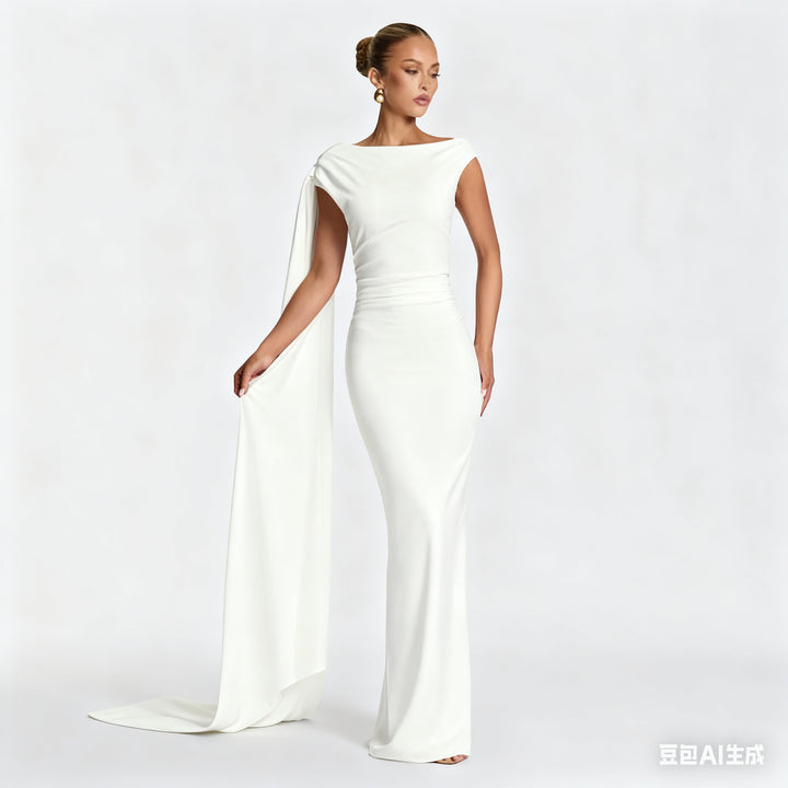 Damen Elegantes Langes Abendkleid mit Ein-Schulter-Design Echo Archiv