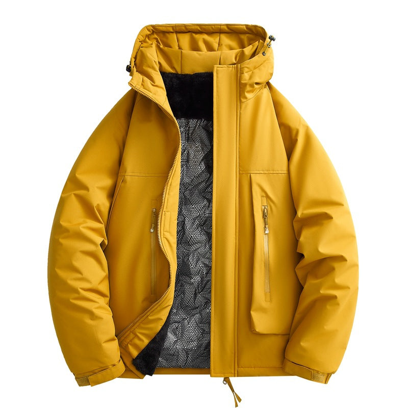 Herren wasserabweisende gepolsterte Winterjacke mit Kapuze und weichem Fleece-Futter – Marzano