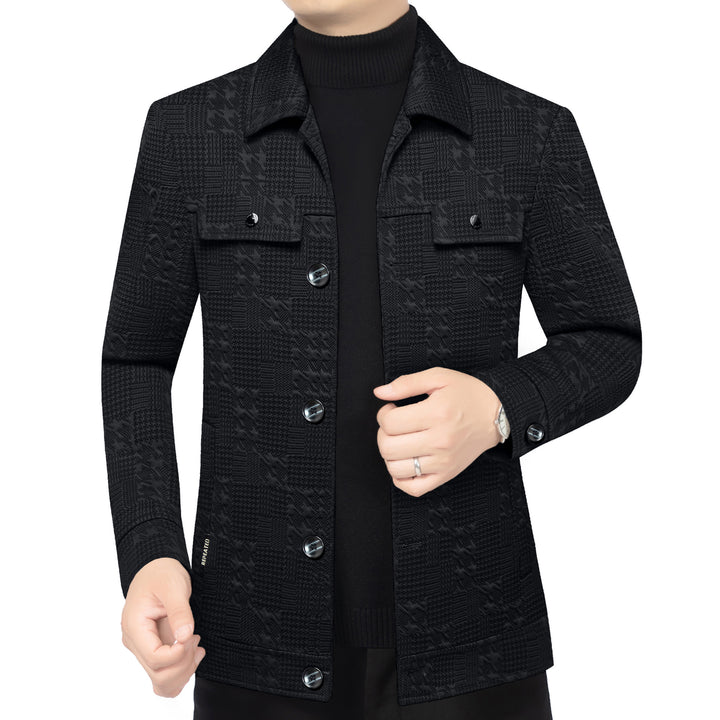 Herren Strukturiertes Overshirt im Glencheck-Relief mit Hemdkragen – Taviero