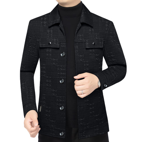 Herren Strukturiertes Overshirt im Glencheck-Relief mit Hemdkragen – Taviero