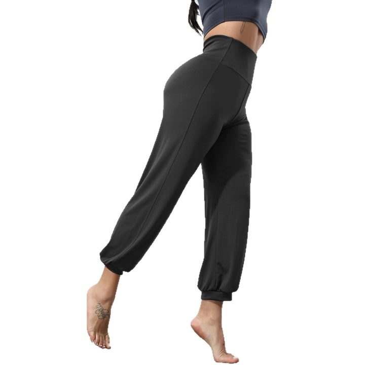Damen weiche High-Waist Relax-Hose mit weitem Bein, elastischem Komfortbund und gekräuseltem Knöchelabschluss – Avélisse