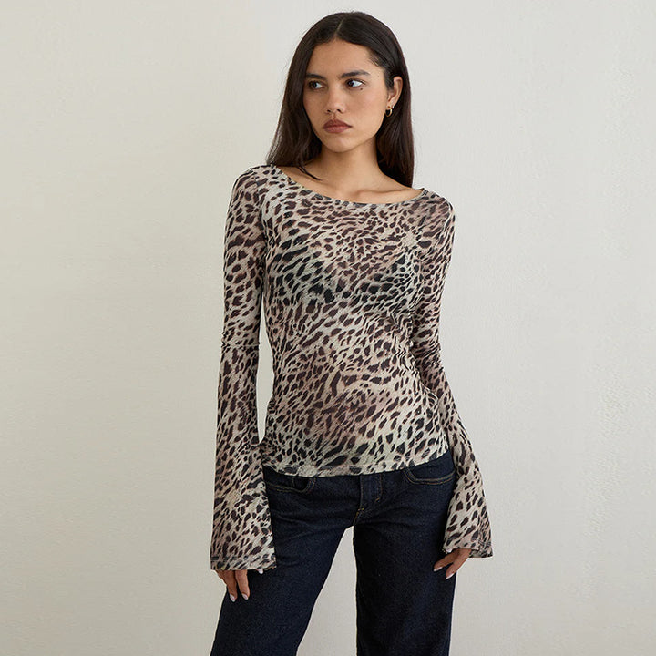 Damen Langarmshirt mit transparenten Tiermuster Echo Archiv