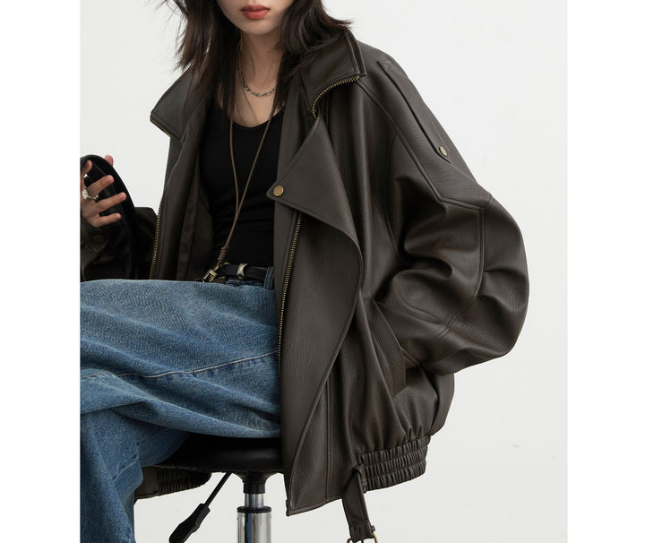 Damen Stilvolle Lederjacke Echoarchiv