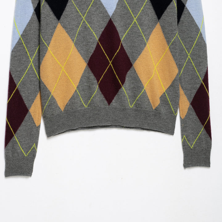 Damen Strickpoloshirt mit Rautenmuster und Knopfleiste Echoarchiv