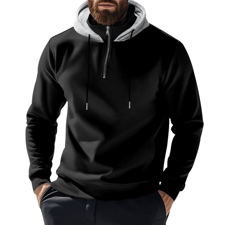 Herren sportlicher Hoodie mit halbem Reißverschluss und modernem Kapuzenaufbau Echoarchiv