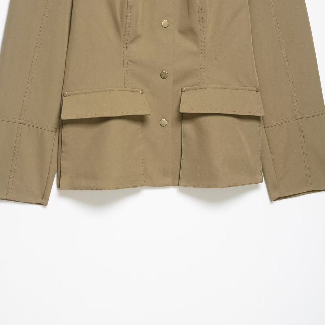 Damen Utility-Safarijacke mit Stehkragen, aufgesetzten Klappentaschen und Epauletten Echo Archiv