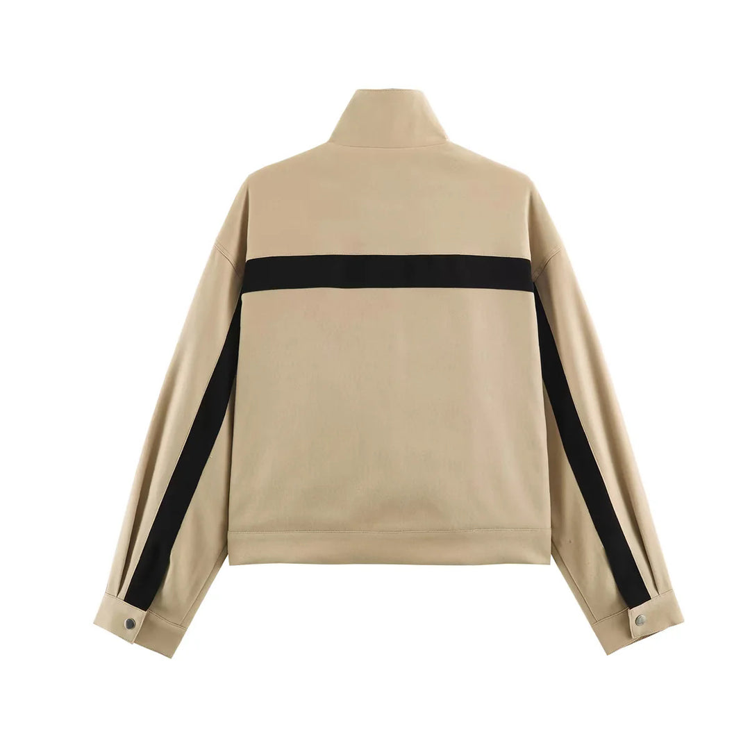 Damen nan sportive Cropped Trackjacke mit Stehkragen und kontrastierenden Seitenstreifen Echo Archiv