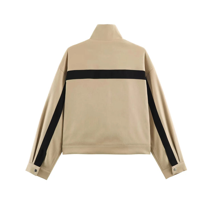 Damen nan sportive Cropped Trackjacke mit Stehkragen und kontrastierenden Seitenstreifen Echo Archiv