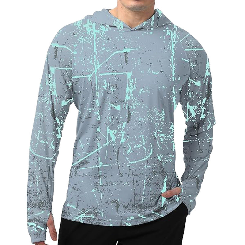 Herren Sportlicher Kapuzenpullover mit abstraktem Druck – Cavarno