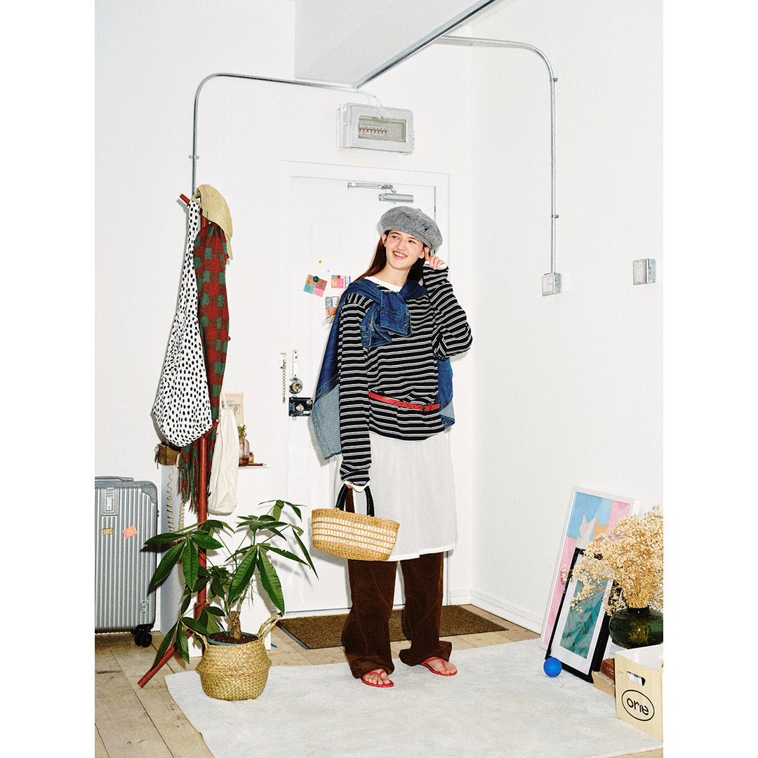 Unisex Gestreiftes Langarmshirt im Breton‑Stil mit kontrastiertem Rippenkragen und Relaxed Fit Echoarchiv