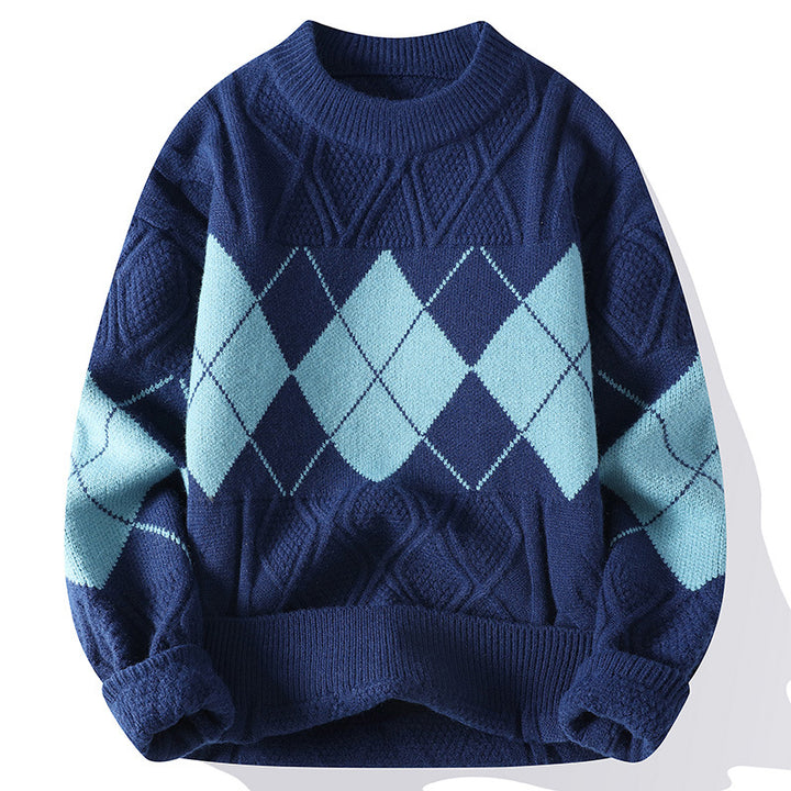 Herren Strickpullover mit diamantförmigem Muster Echoarchiv