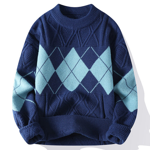 Herren Strickpullover mit diamantförmigem Muster Echoarchiv