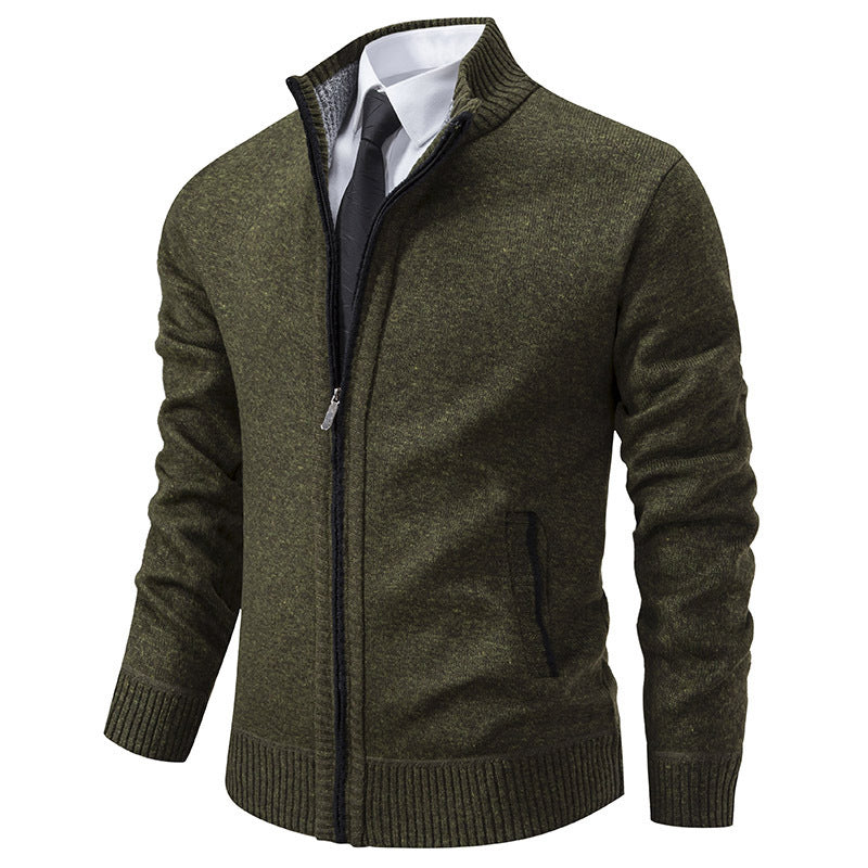 Herren sportliche Strickjacke mit Stehkragen und Reißverschluss Echoarchiv