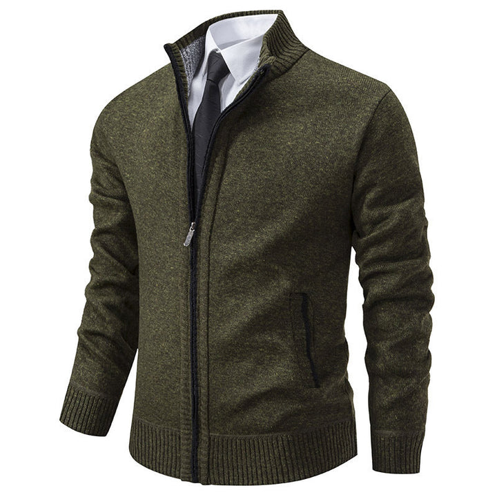 Herren sportliche Strickjacke mit Stehkragen und Reißverschluss Echoarchiv