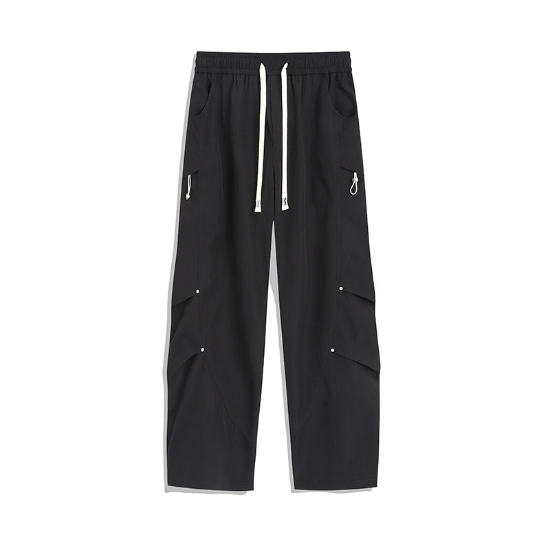 Herren Utility-Cargo-Loungehose mit Tunnelzugbund, Mehrfachtaschen & weitem Bein Echoarchiv