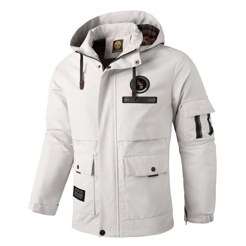 Herren nan wasserdichte Parka-Jacke mit Kapuze, mehrfachen Utility-Taschen, verstärkten Ärmelabschlüssen und winddichter Membran Echo Archiv