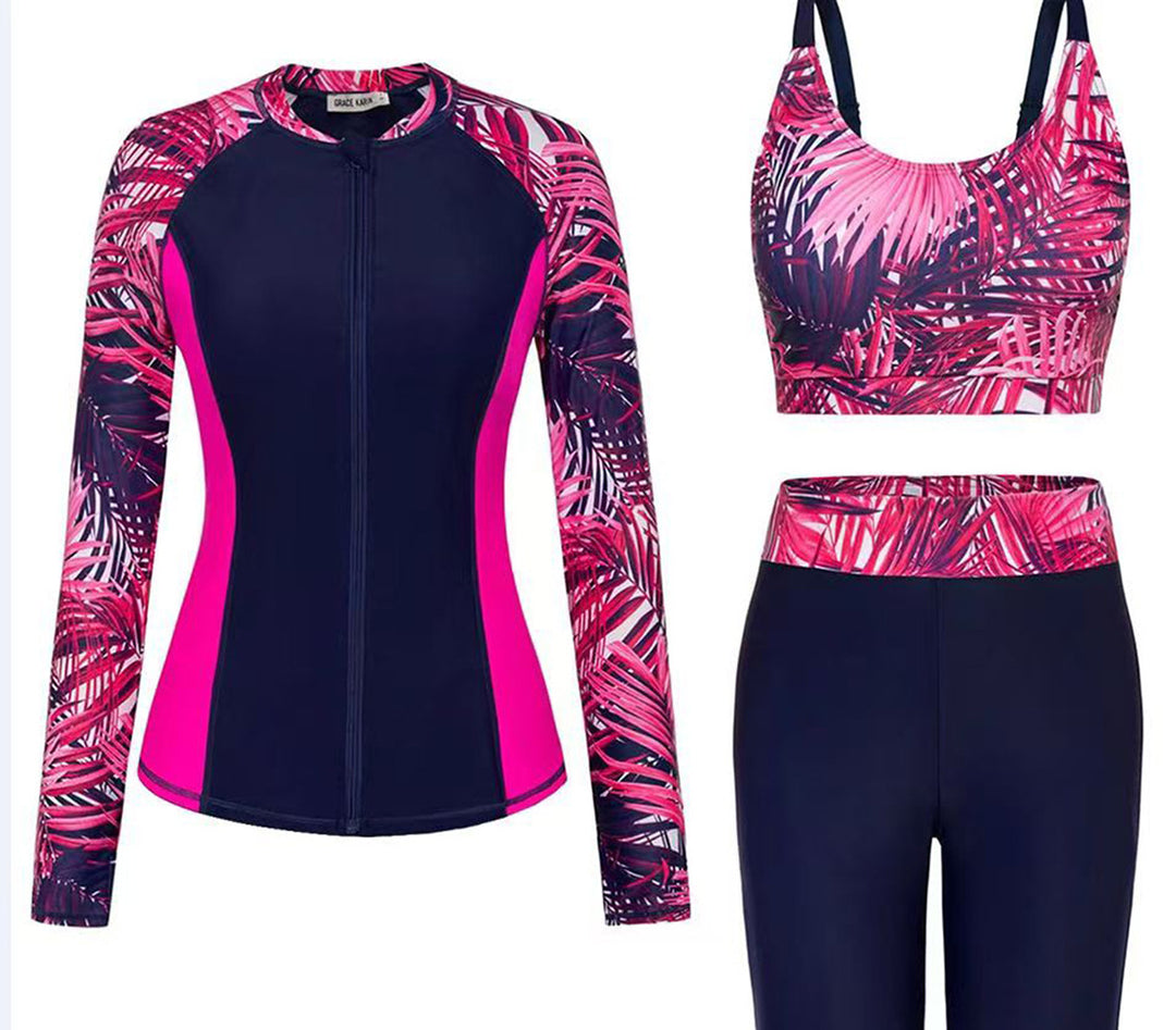 Damen Sportliches Bade-Set mit langärmligem Oberteil und bequemen Leggings Echo Archiv