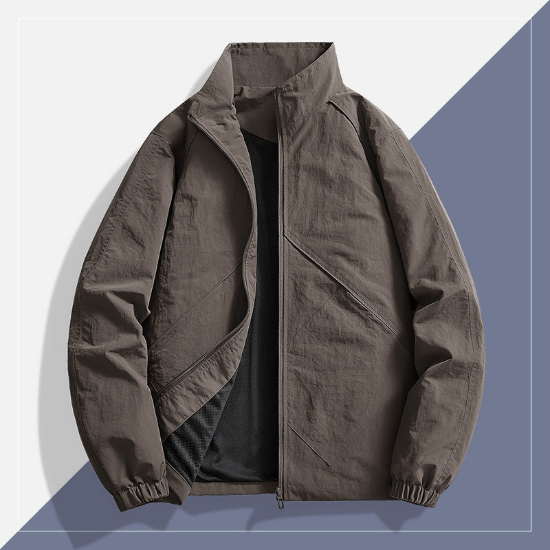 Herren Leichte technische Windjacke mit Mesh-Innenfutter, Stehkragen und elastischen Bündchen Echo Archiv