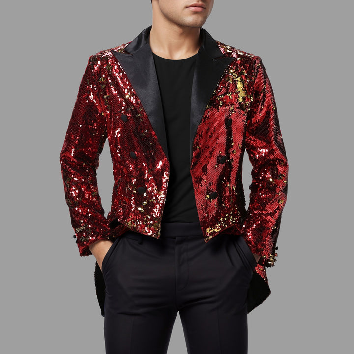 Herren extravaganter Pailletten-Jacket mit satinierter Bauweise Echoarchiv