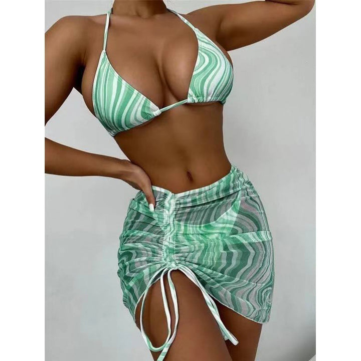 Damen Triangel-Bikini mit stylischem Wickelrock und verstellbaren Trägern Echo Archiv