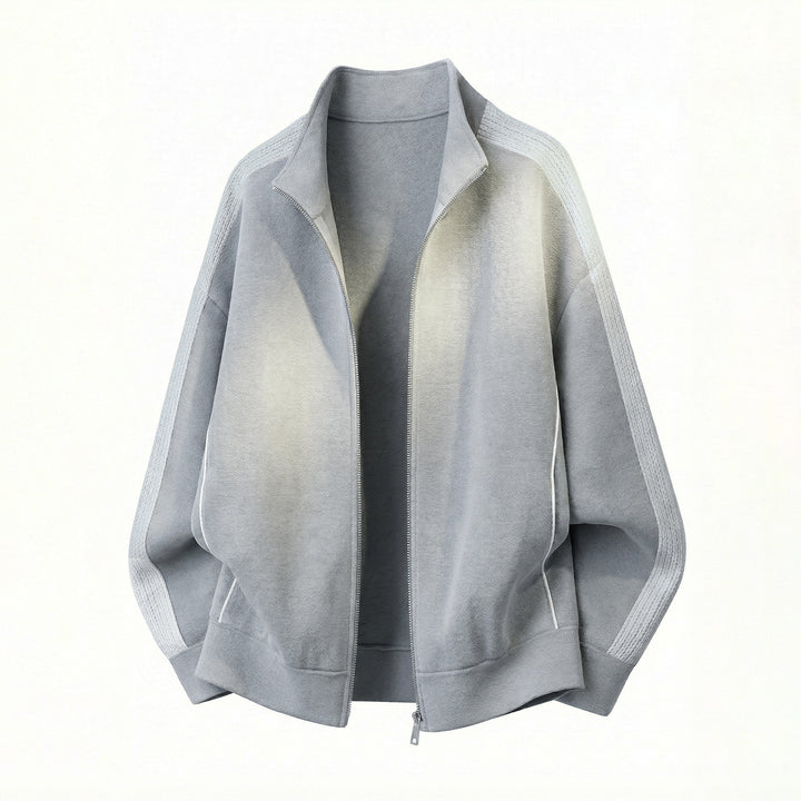 Herren Oversize-Zipjacke aus Fleece mit Stehkragen und strukturierten Ärmeleinsätzen Echo Archiv