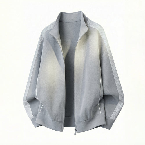 Herren Oversize-Zipjacke aus Fleece mit Stehkragen und strukturierten Ärmeleinsätzen Echo Archiv