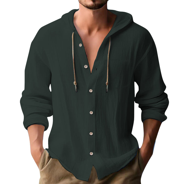 Herren lässiges Kapuzenshirt mit Knopfleiste und praktischen Taschen Echoarchiv