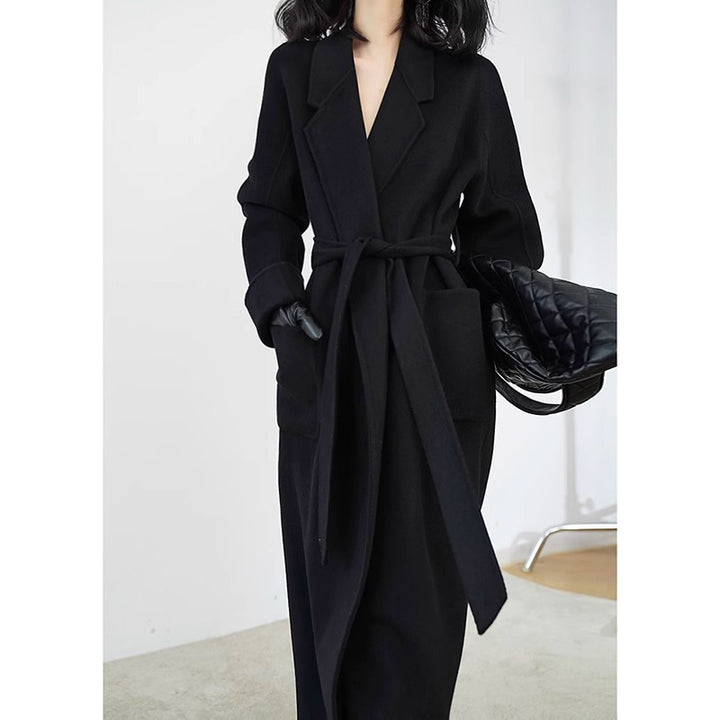 Damen Eleganter Wickelmantel mit Taillengürtel Echoarchiv