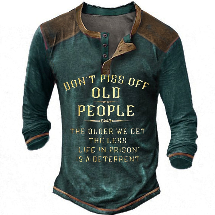 Herren lässiges Langarmshirt mit originellem Druck Echoarchiv