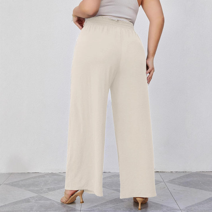 Damen Paperbag-Hose mit weitem Bein, Gummizug, Bindegürtel und Eingrifftaschen Echo Archiv